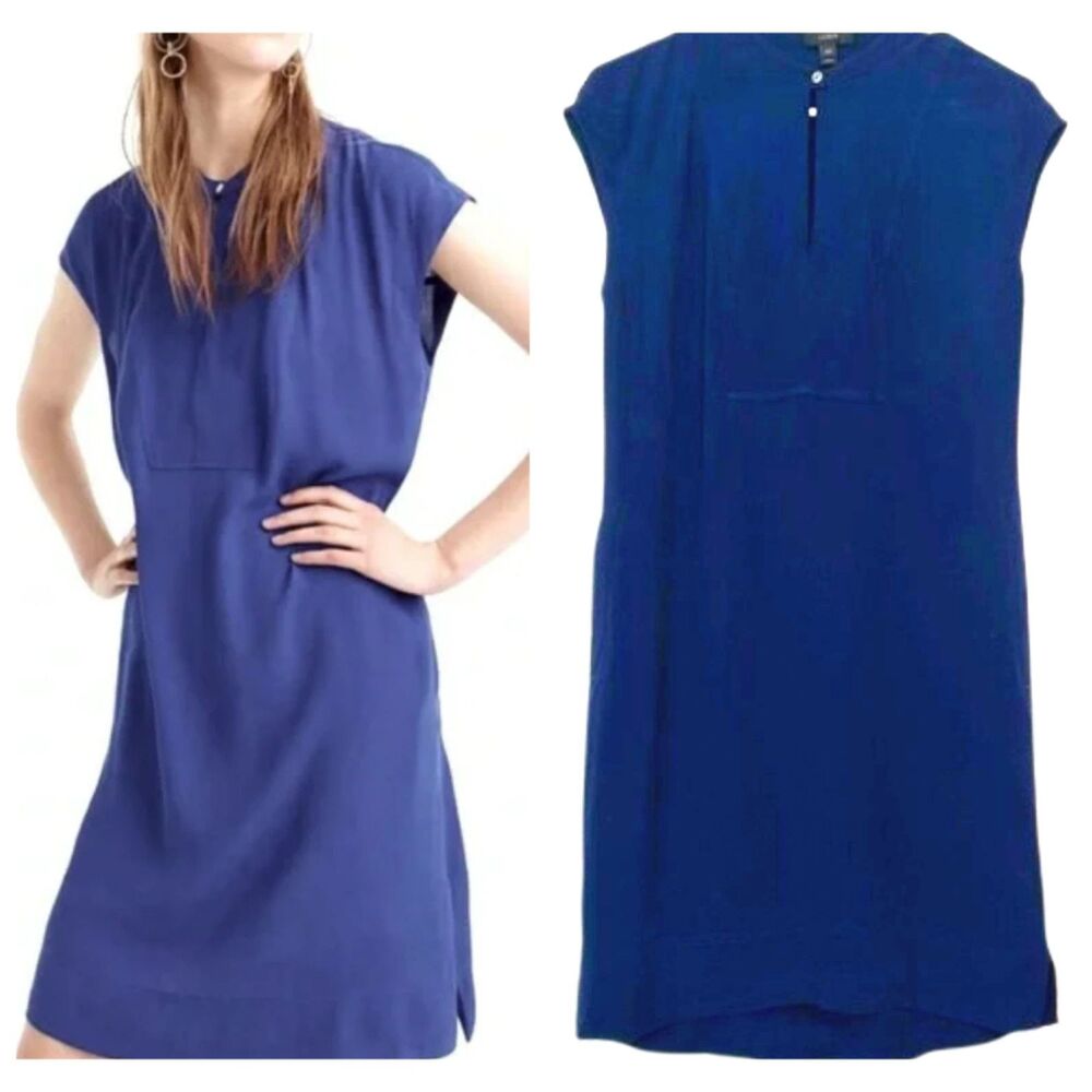 J. Crew Tunic Shirt Dress Womens XXS Navy Business Coastal Career Office Pockets